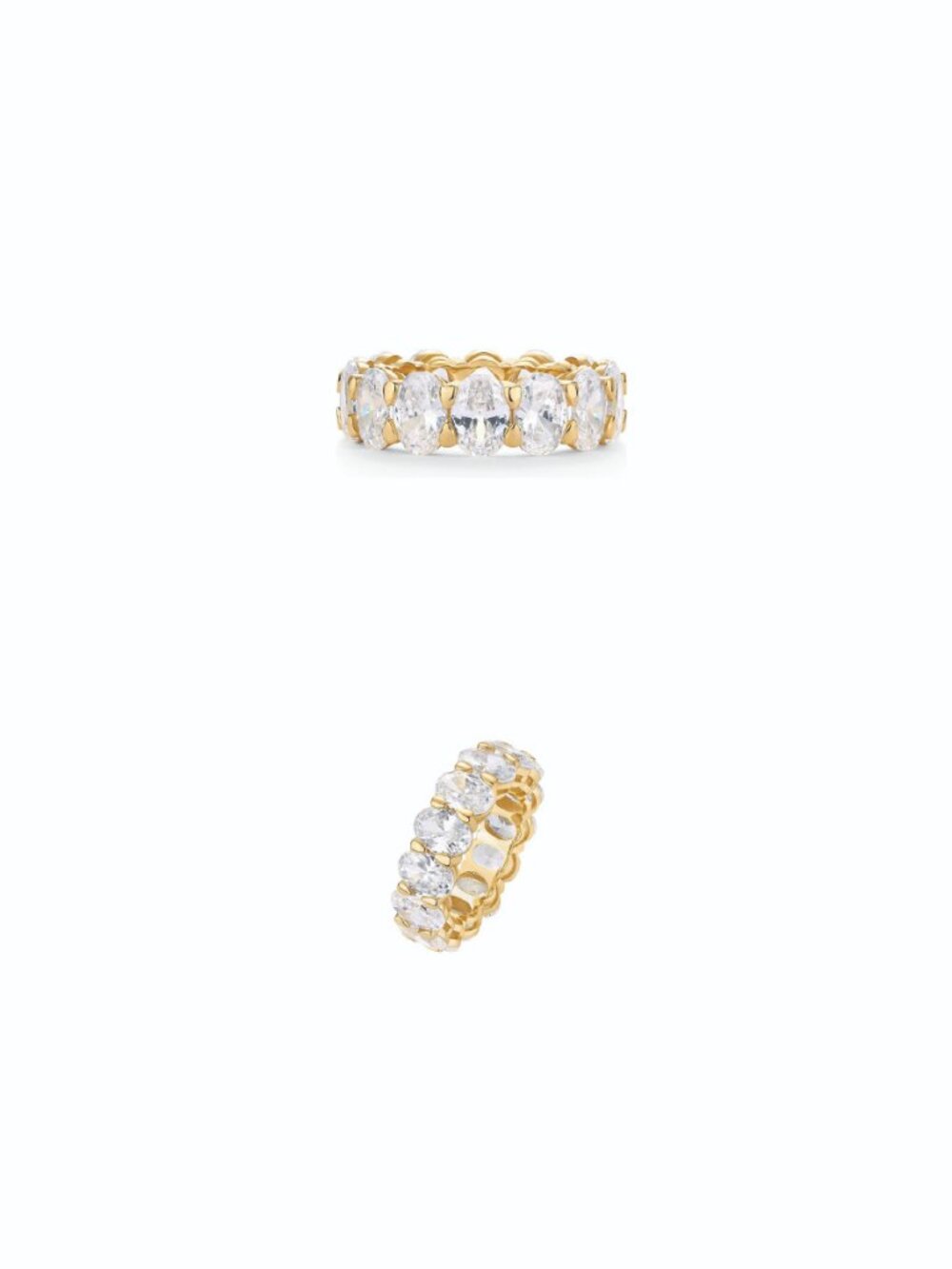 PAVOI 14K Gold Plated Eternity Engagement Ring Oval CZ, SIZE 7